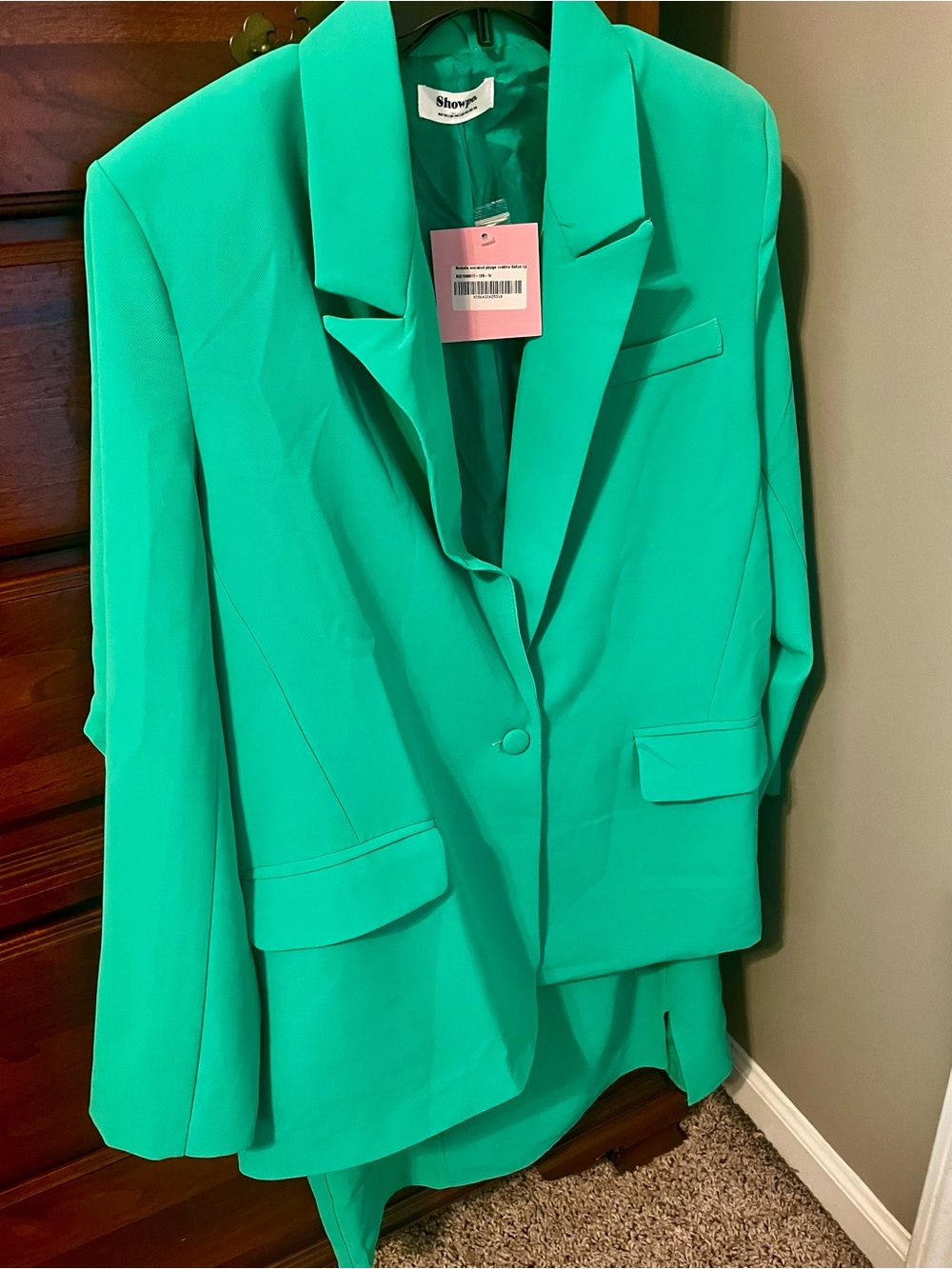 Showpo Kelly Green Single-Button Michelle Blazer Matching Evelina Skirt 14 NWT